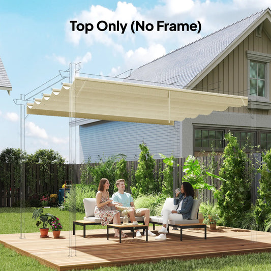 Retractable Pergola Canopy, 10' x 10', Cream White Gazebo Canopy Replacement Cream at Gallery Canada