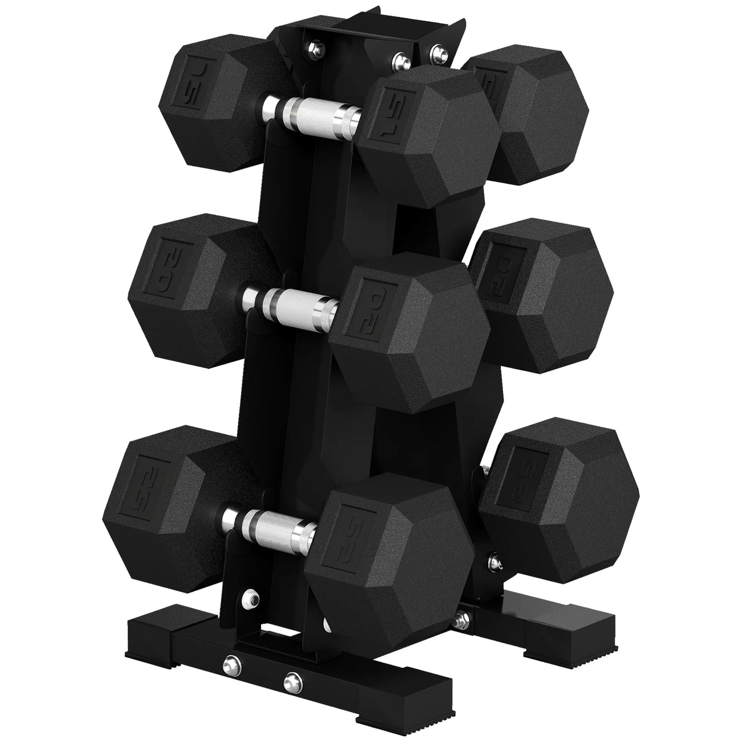 120Lbs Rubber Coated Hex Dumbbell Set With Vertical Rack, Rubber Dumbbells & Barbells at Gallery Canada
