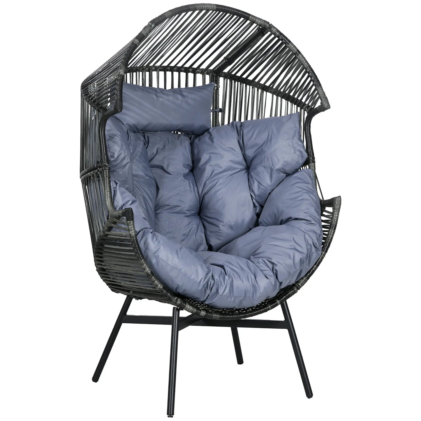 Oversized Wicker Egg Chair, 5.5" Cushions, Grey Patio Chairs at Gallery Canada
