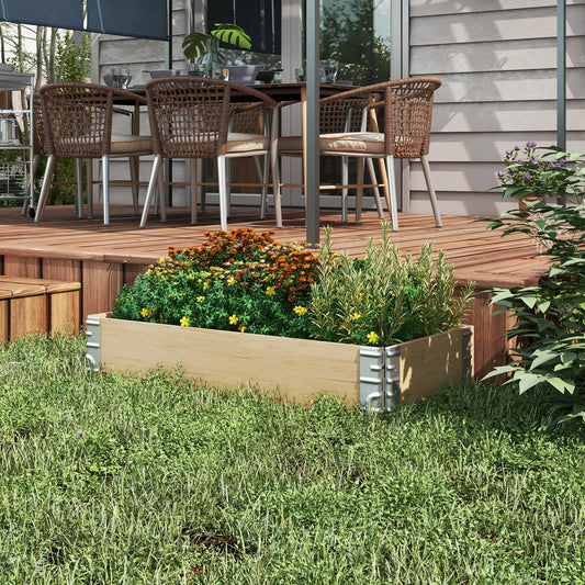 Raised Garden Bed, Foldable Wooden Planter for Outdoor Plants Wooden Planter Boxes Natural at Gallery Canada