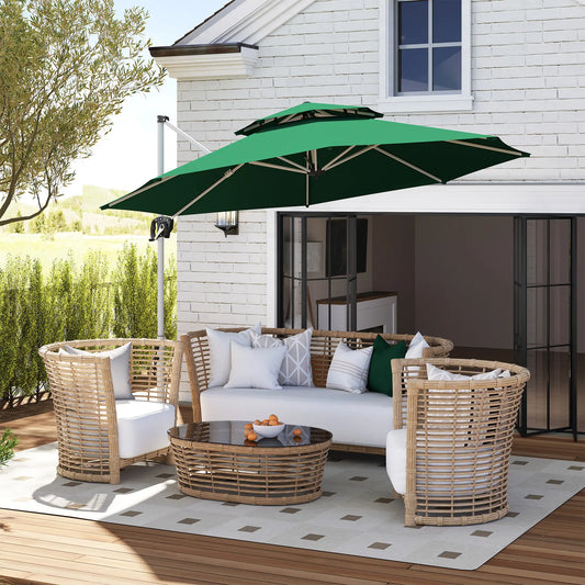 10 FT Cantilever Patio Umbrella, 360° Rotation, Adjustable Height, Dark Green Offset Cantilever Umbrellas Dark Green, White at Gallery Canada