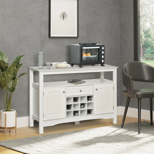 Modern Kitchen Buffet Cabinet, Drawer, 12-Bottle Wine Rack, White Bar Cabinets White at Gallery Canada