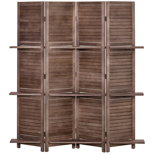 5.6' 4 Panel Room Divider, Folding Wall Divider, Indoor Privacy Screen for Home Office, Walnut Brown - Gallery Canada