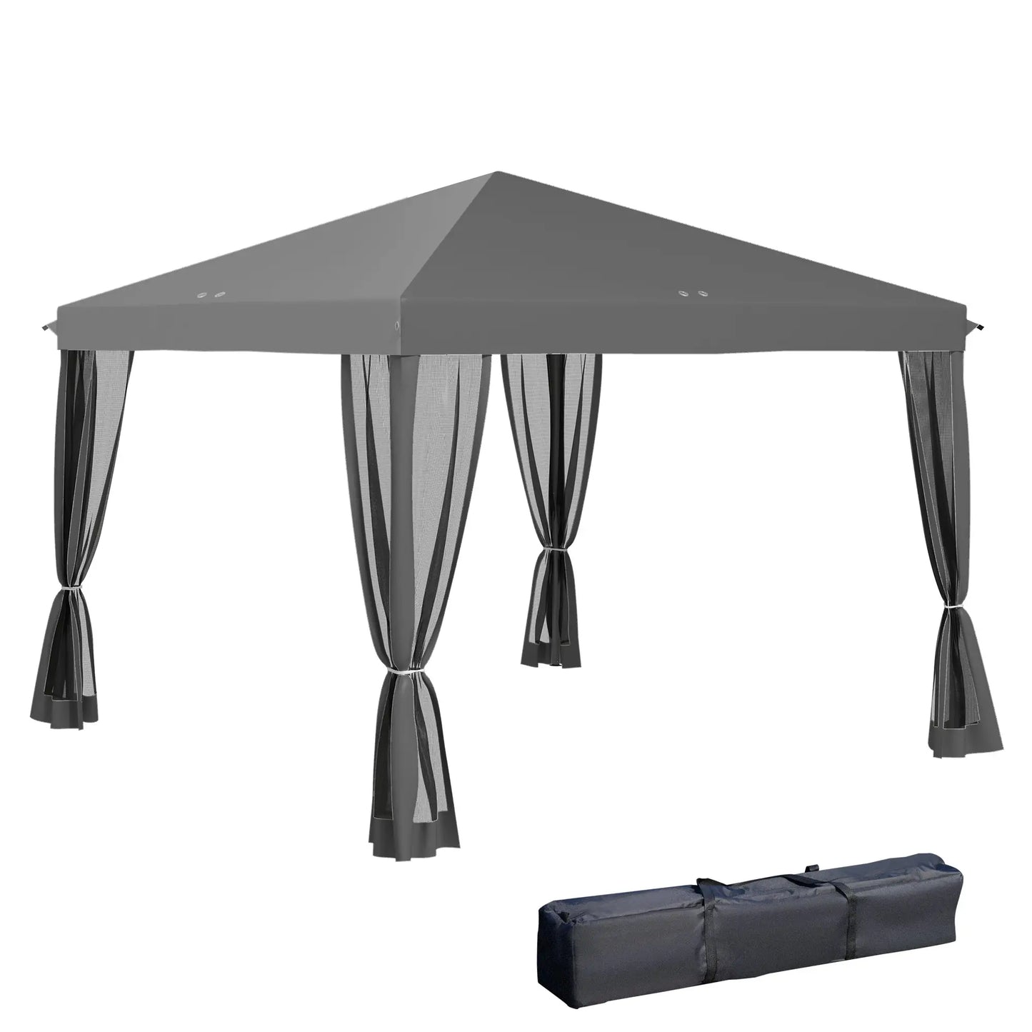 10' x 10' Pop Up Canopy Tent, Foldable With Zipper Mesh Sidewalls, Light Grey Pop Up Canopies at Gallery Canada