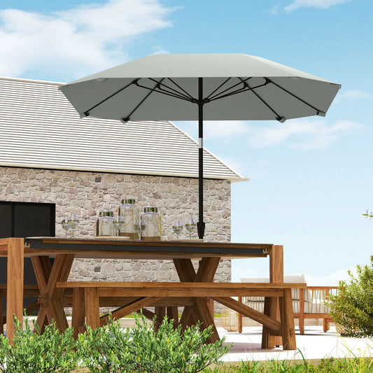 7.6FT Aluminum Patio Umbrella, 8 Ribs, Crank Tilt, Light Grey Sun Umbrellas Light Grey at Gallery Canada