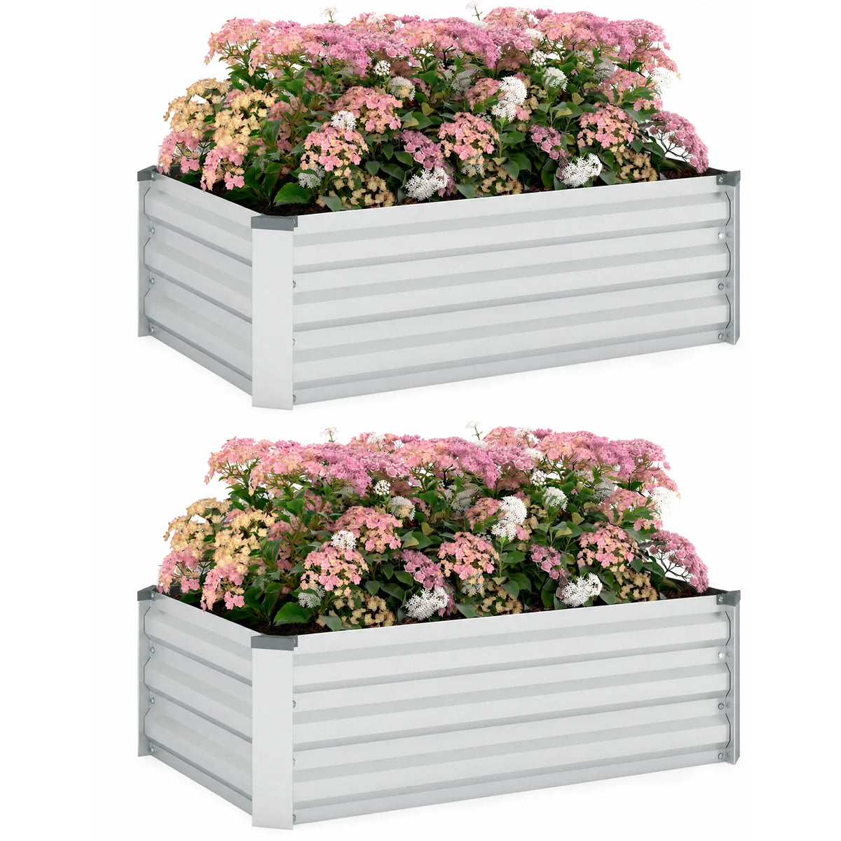 Galvanized Raised Garden Beds, Set of 2, Planter Box, Grey Galvanized Planter Boxes at Gallery Canada