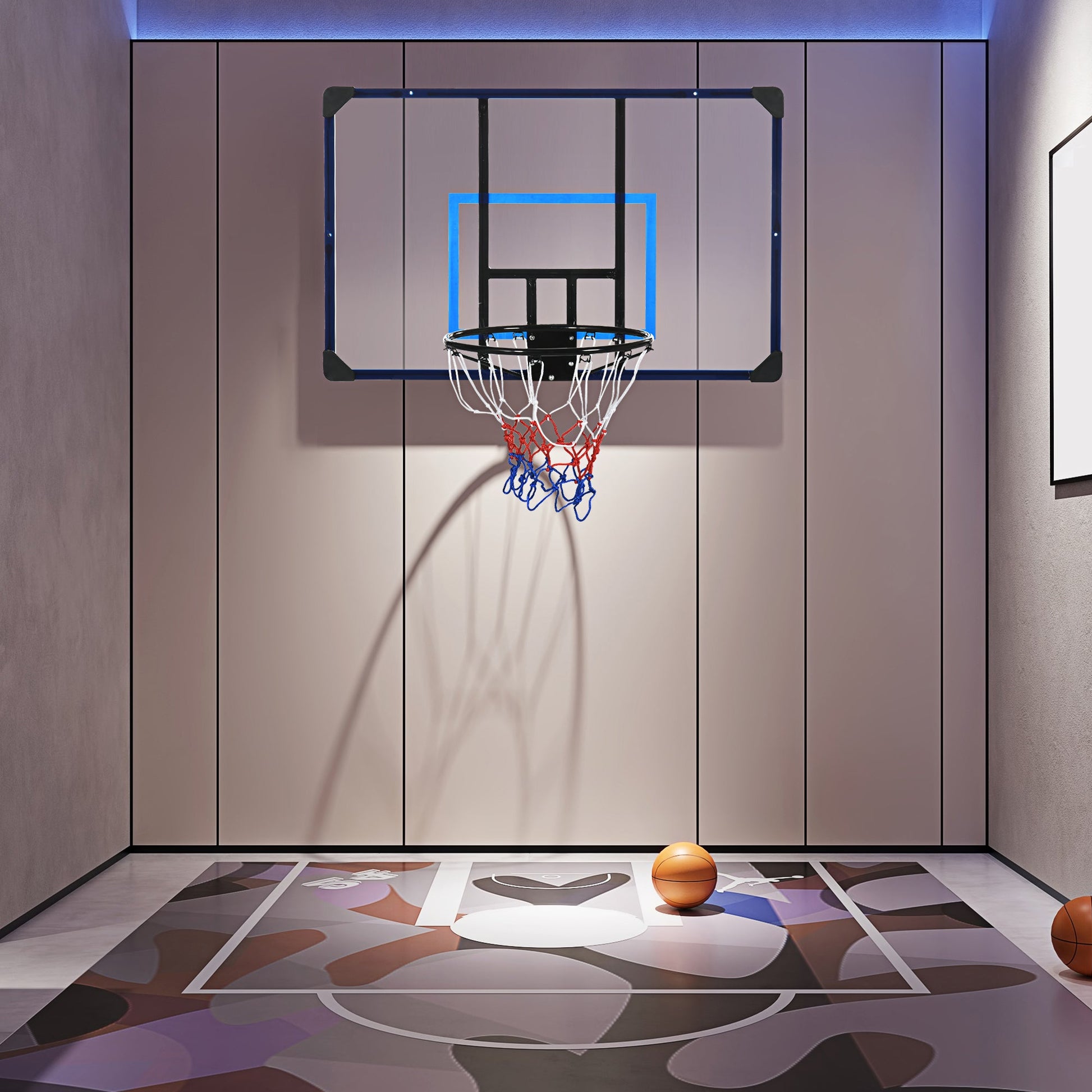 Wall Mounted Basketball Hoop, Mini Hoop with 45" x 29" Shatter Proof Backboard, Durable Rim and All-Weather Net for Indoor and Outdoor Use at Gallery Canada