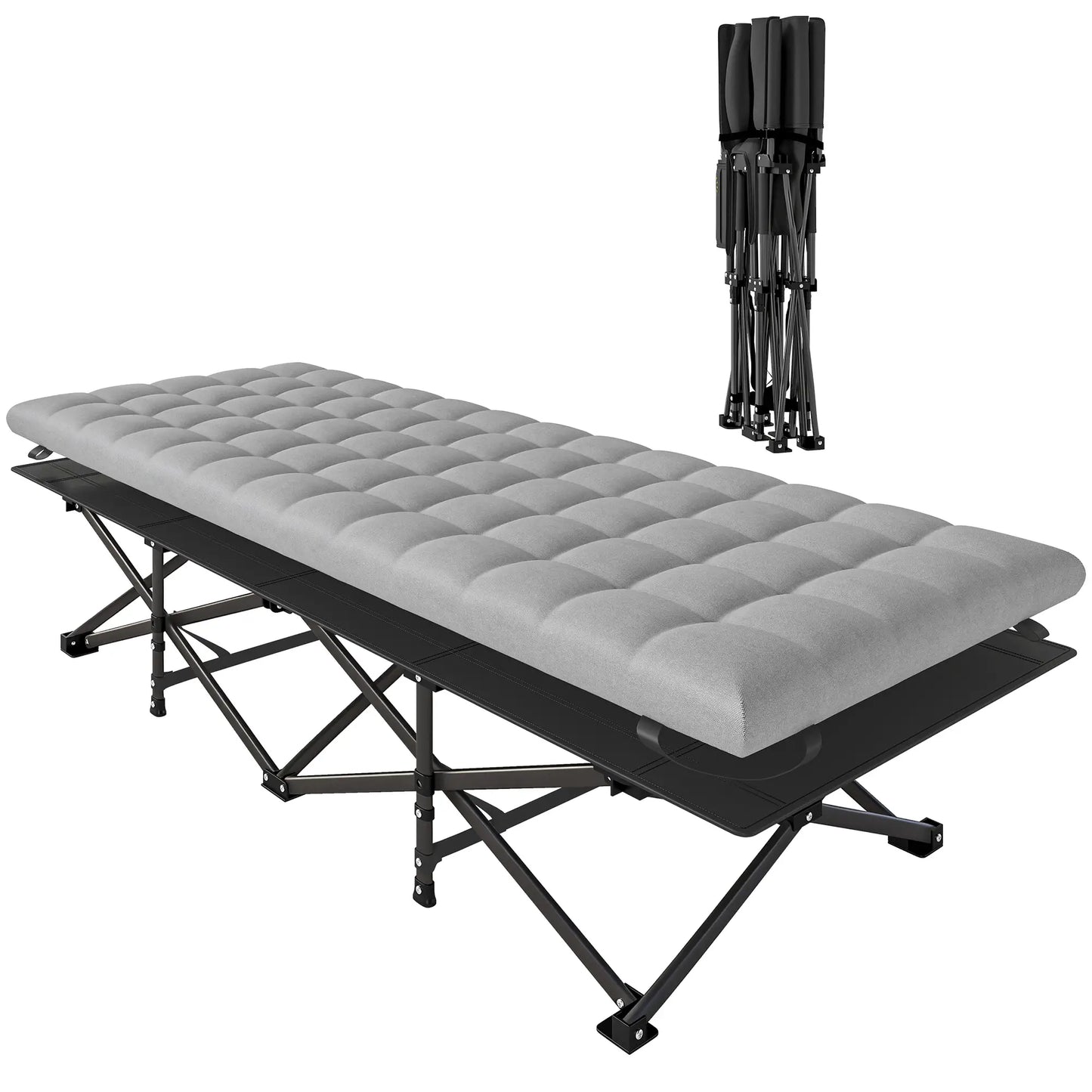 Camping Cot With Soft Pad, 32" Extra Wide, Grey Camping Cots at Gallery Canada