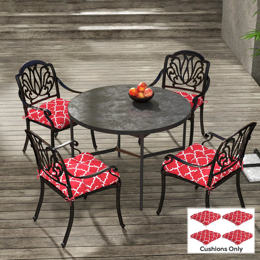 4-Piece Seat Cushion Pillows, Patio Chair Cushions with Ties, Indoor Outdoor Patio Chair Cushions Red, White at Gallery Canada