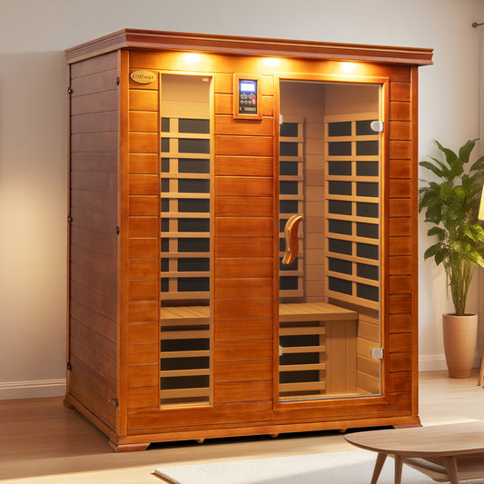 3 Persons Infrared Sauna Canadian Hemlock and Red Cedar Wood Far Infrared Sauna Room, Red Sauna Red at Gallery Canada