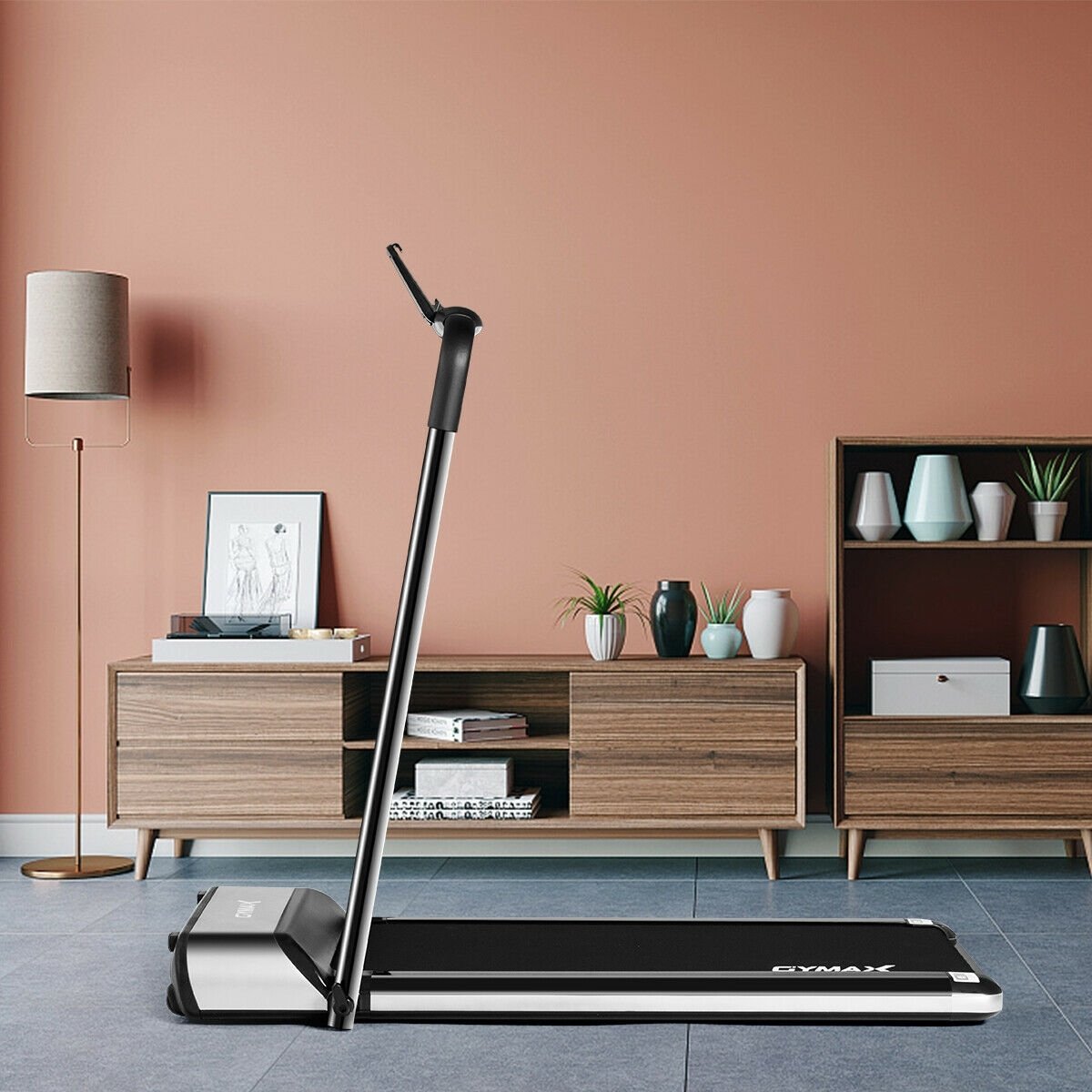 Ultra-thin Electric Folding Motorized Treadmill with LED Monitor Low Noise, Black at Gallery Canada
