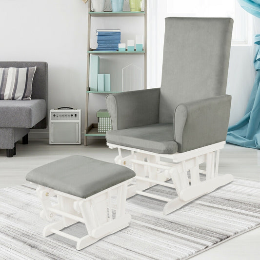 Baby Nursery Relax Rocker Rocking Chair Glider & Ottoman Set, Gray Recliners Gray at Gallery Canada