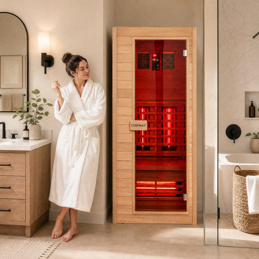Far Infrared Sauna, Canadian Hemlock Wood, 1 Person Sauna Natural at Gallery Canada