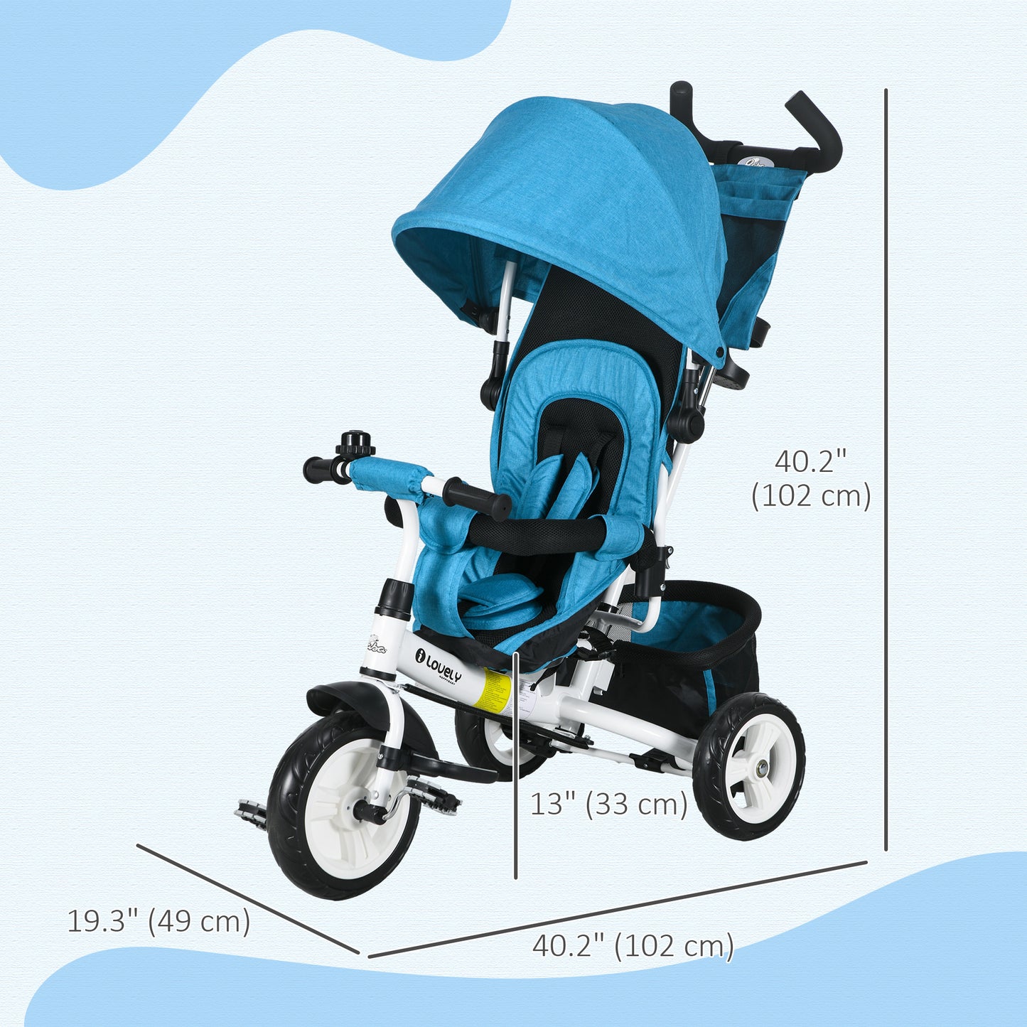 4 in 1 Tricycle for Toddler 1-5 Years with Parent-Push Handle, Blue at Gallery Canada
