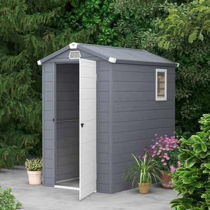 4.5' x 6' Garden Storage Shed with Latch Door, Vents, Sloped Roof, PP, Grey at Gallery Canada