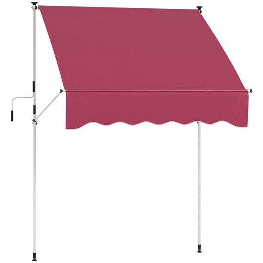 6.6'x5' Manual Retractable Patio Awning Sun Shelter Window Door Deck Canopy, Water Resistant UV Protector, Wine Red - Gallery Canada