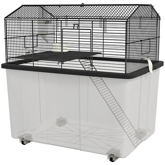 Hamster House Gerbil Habitat for Dwarf Hamster, Syrian Hamster with Wheels, Detachable Bottom - Black at Gallery Canada