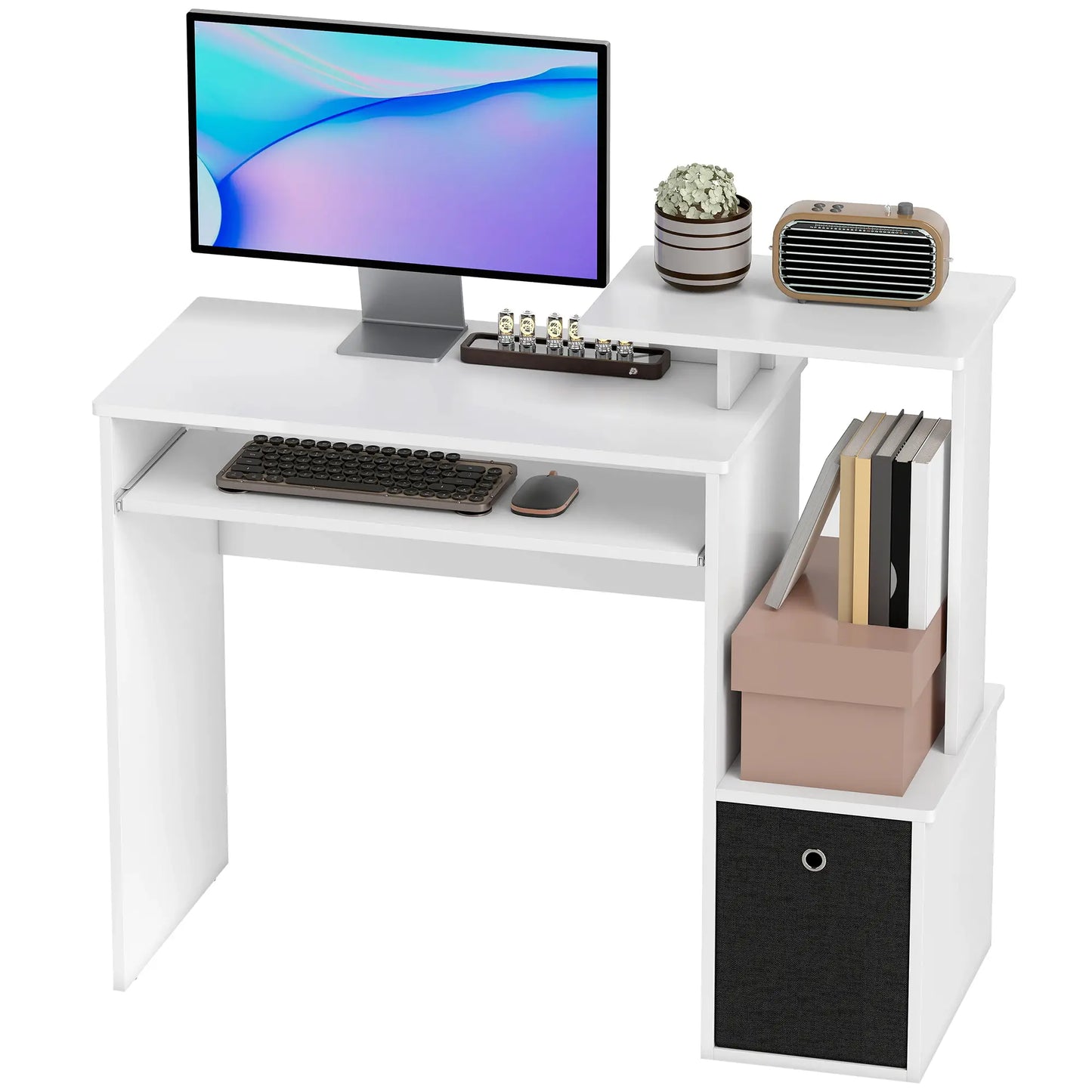 Computer Desk, Sliding Keyboard Tray, Storage Drawer, White Computer Desks at Gallery Canada
