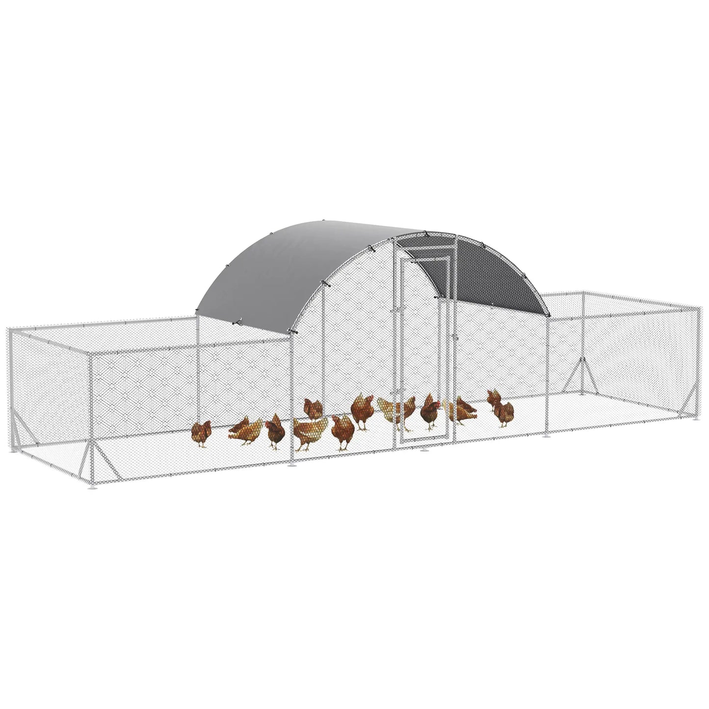 21.7' x 6.2' Metal Chicken Run, Waterproof Anti-UV Cover Chicken Coops at Gallery Canada