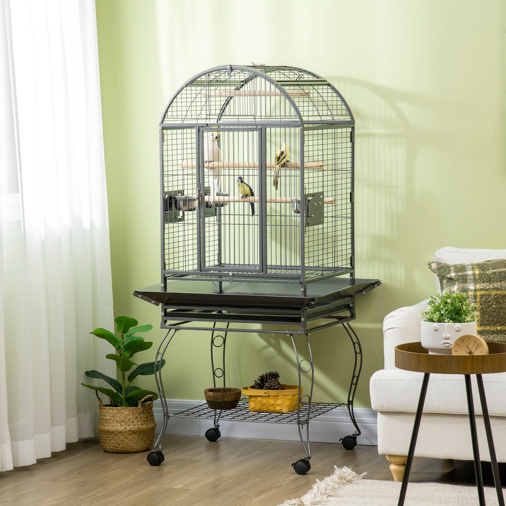 66" Bird Cage Parrot Cage for Conures, Cockatiels, Parrotlet with Play Top, Rolling Stand, Pull Out Tray, Storage Shelf at Gallery Canada