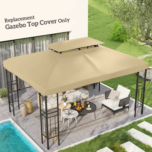 13' x 10' Gazebo Cover, 2 Tier Top, Garden, Patio, Outdoor, Beige Gazebo Canopy Replacement Beige at Gallery Canada