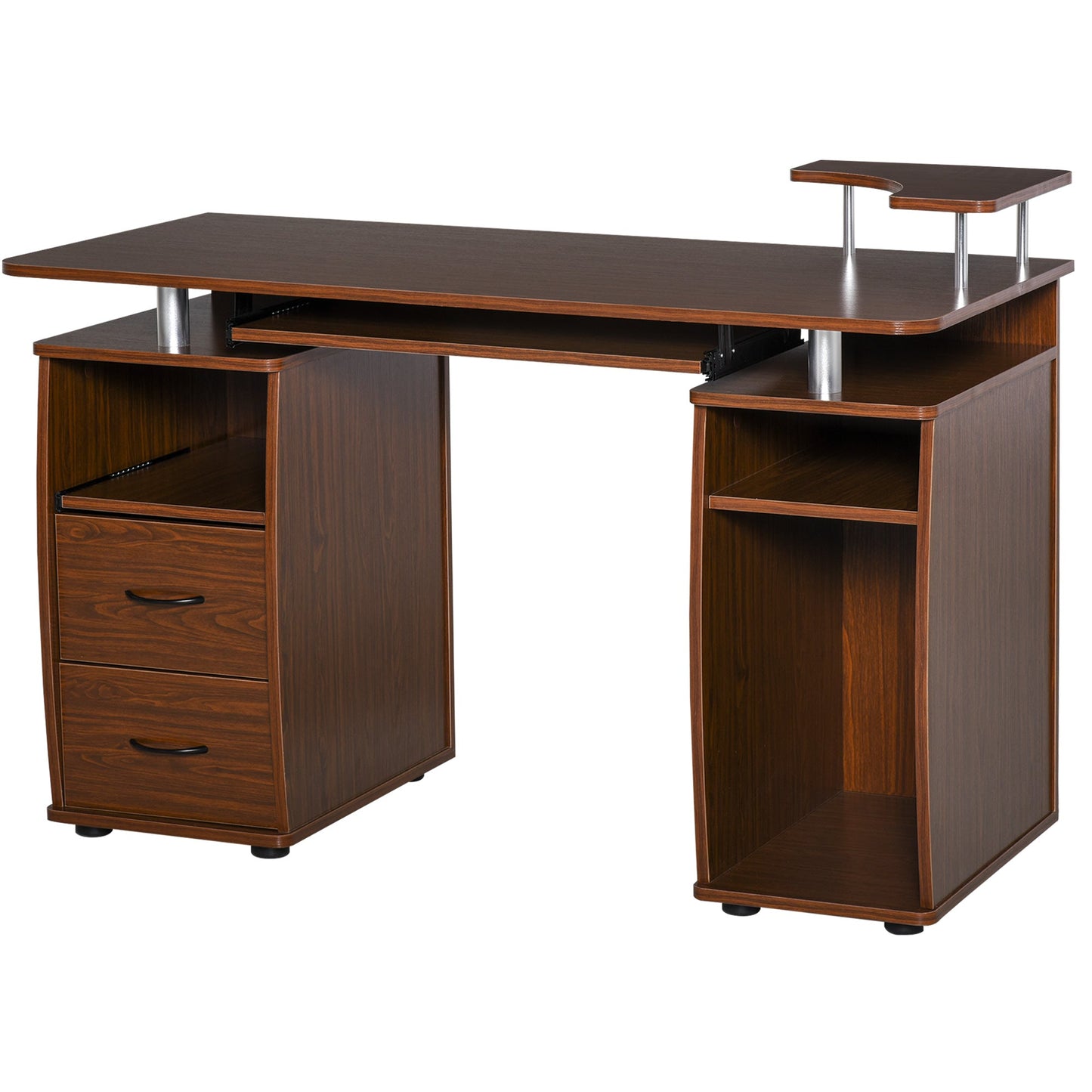 Computer Desk with Keyboard Tray, CPU Stand, Writing Desk with Drawers, Workstation for Home Office, Walnut Brown - Gallery Canada