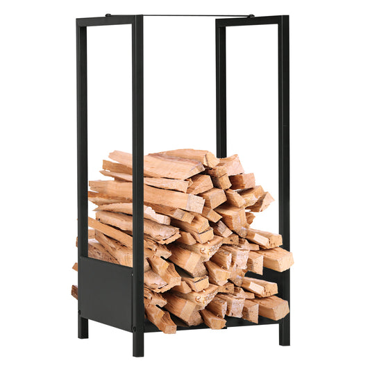 Firewood Rack, Log Holder for Fireplace, Outdoor Indoor Wood Storage Stacker, 15.4" x 13.8" x 29.9", Black - Gallery Canada
