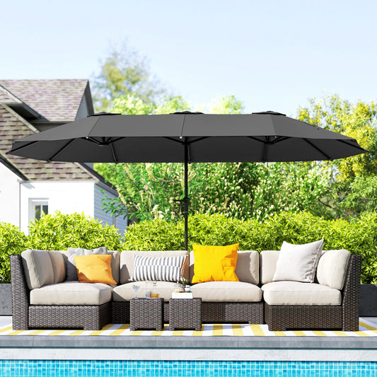 13ft Double-Sided Patio Umbrella with Crank Handle, for Poolside, Deck, Garden, Dark Grey Double-sided Umbrellas Dark Grey, Black at Gallery Canada