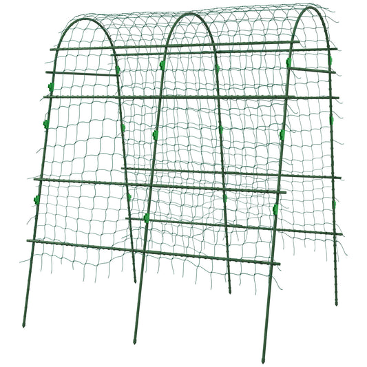 Arched Garden Trellis, Metal Cucumber Plant Support, 57" x 66" x 81" Plant Stands Green at Gallery Canada