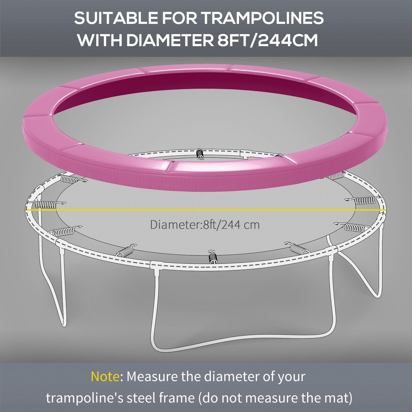 8FT Trampoline Spring Cover, Trampoline Pad Replacement, Waterproof and Tear-Resistant, All-Weather Trampoline Accessories, No Holes for Poles, Pink at Gallery Canada