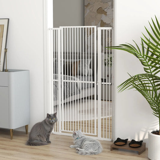 59" Extra Tall Cat Gate, 30"-41" with Extensions, White Pet Gates White at Gallery Canada