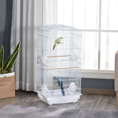 36" Bird Cage, Macaw Play House, Cockatoo, Parrot, Finch Flight Cage, 2 Doors, Perch 4 Feeder Pet Supplies, White at Gallery Canada