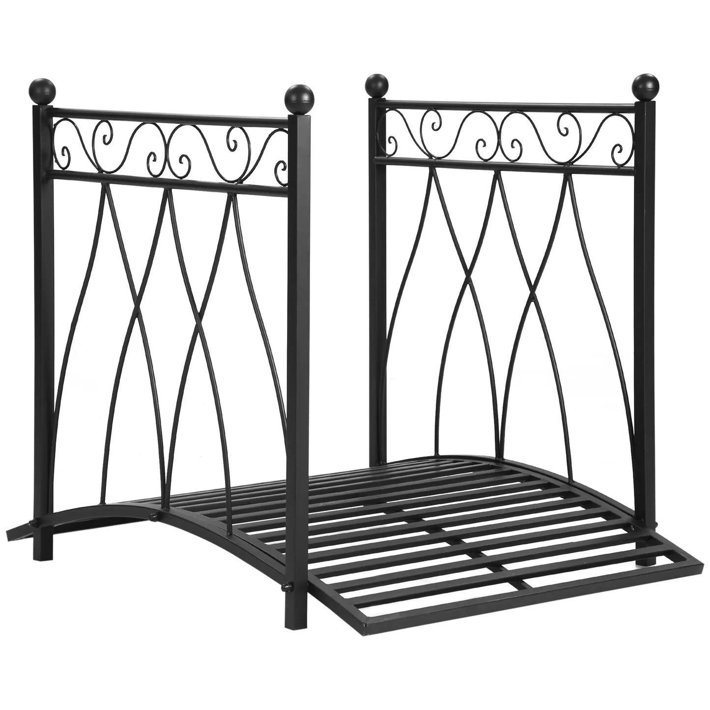 3.3FT Garden Bridge with Railings, Arc Footbridge, Black Garden Bridges at Gallery Canada