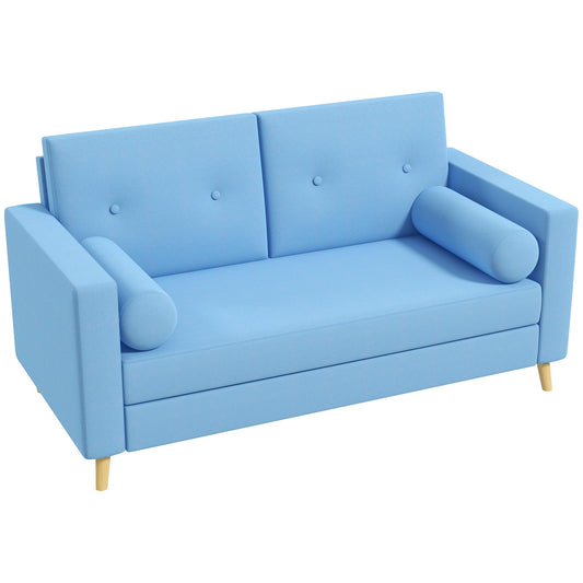 51" Loveseat for Bedroom, Modern Love Seats Furniture, Upholstered 2 Seater Sofa with Wood Legs, Blue at Gallery Canada