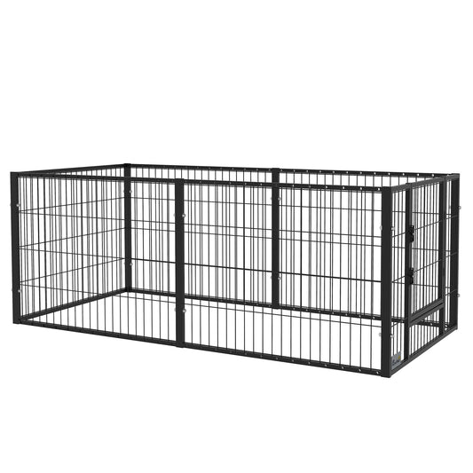 6 Panel Dog Playpen Dog Pen Metal Pet Fence for Outside Indoor, Adjustable Width, Heavy Duty Steel Frame, 32.5"-59"W x 24"D x 24''H Black - Gallery Canada