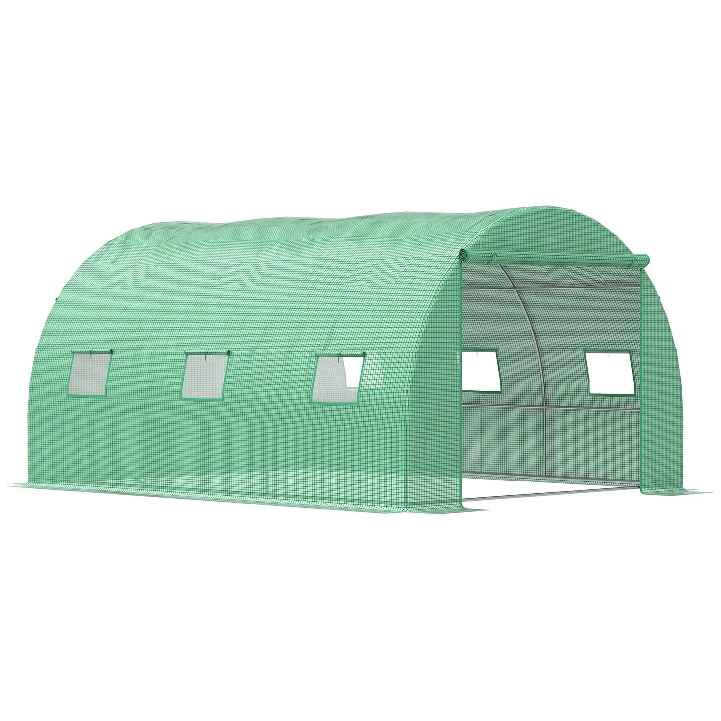 13' x 10' x 6.6' Walk-In Greenhouse, Garden Tunnel Tent, Zipped Door, 6 Mesh Windows, Green Tunnel Greenhouses at Gallery Canada