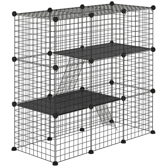 31 Panels Small Animal Cage, Pet Playpen w/ Doors, Chinchilla Cage w/ Ramps, for Ferret, Squirrel, Indoor Use - Gallery Canada