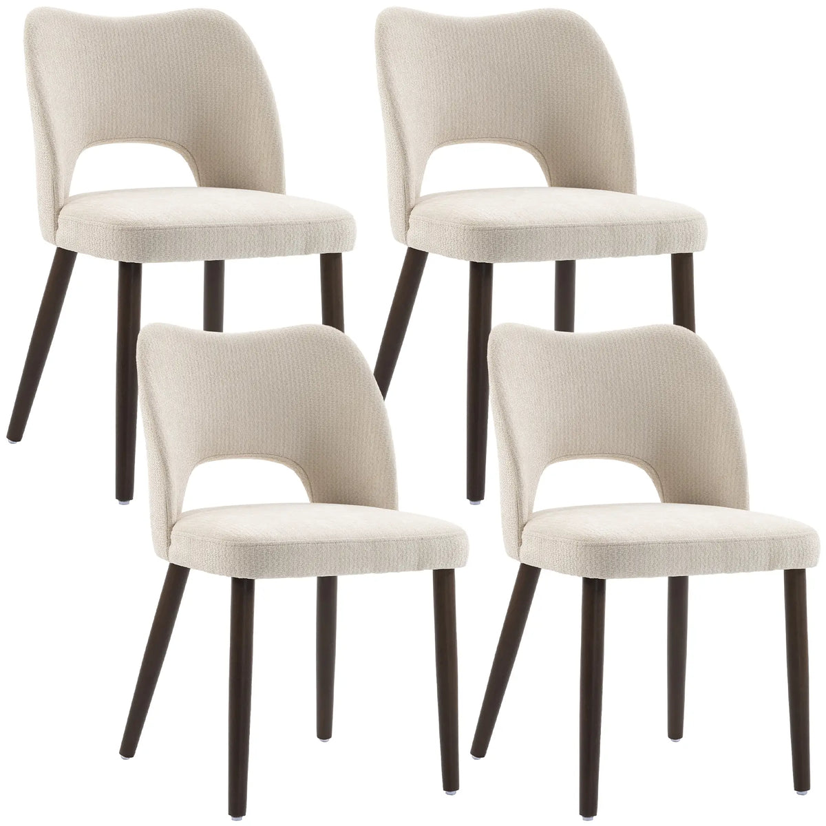 Ensemble de chaises de salle à manger rembourrées, blanc crème