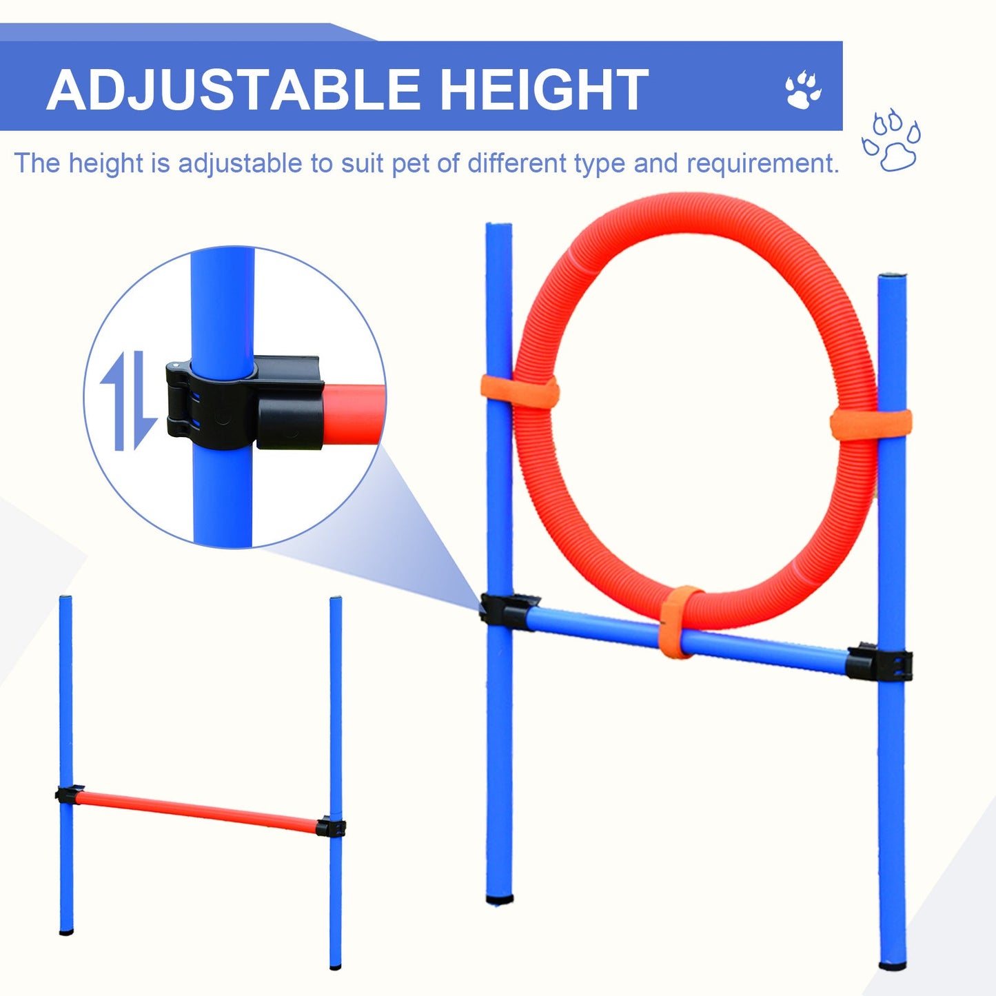 Dog Pet Agility Training Kit High Jump Weave Pole Ring Obedience Training Set Adjustable Equipment Portable at Gallery Canada