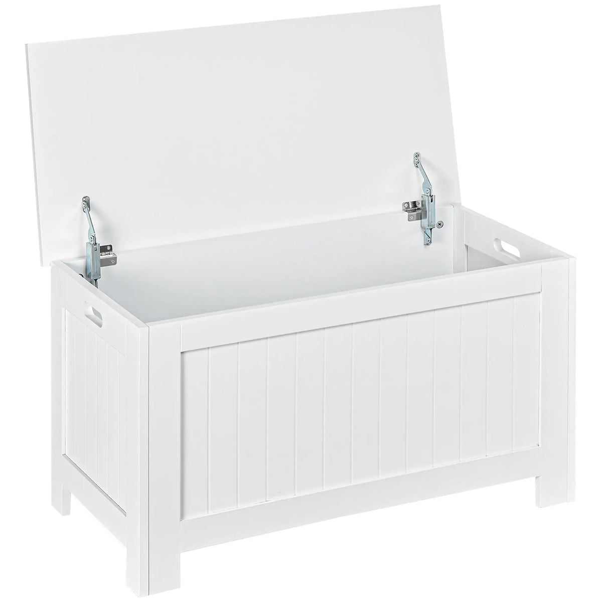 Large Storage Box, Trunk Cabinet with Lid, 2 Safety Hinges, White Storage Cabinets at Gallery Canada