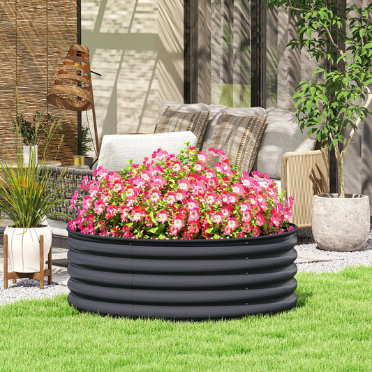 Galvanized Raised Flower Bed, 4 x 4 x 1.5 ft, Dark Grey Raised Garden Beds Dark Grey at Gallery Canada