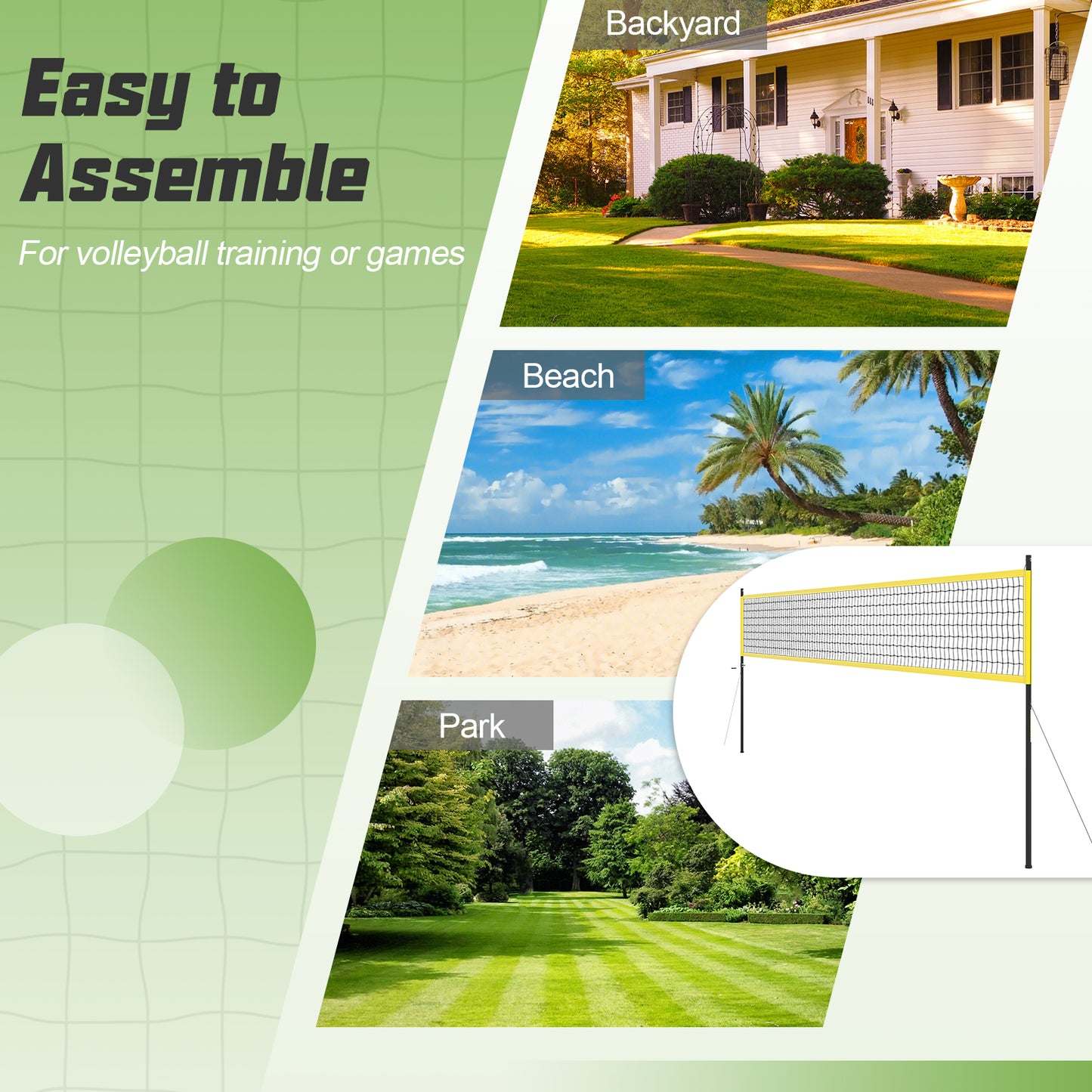 Portable Outdoor Volleyball Net Set Heavy-Duty Volleyball Net System, Yellow Sport Equipments at Gallery Canada