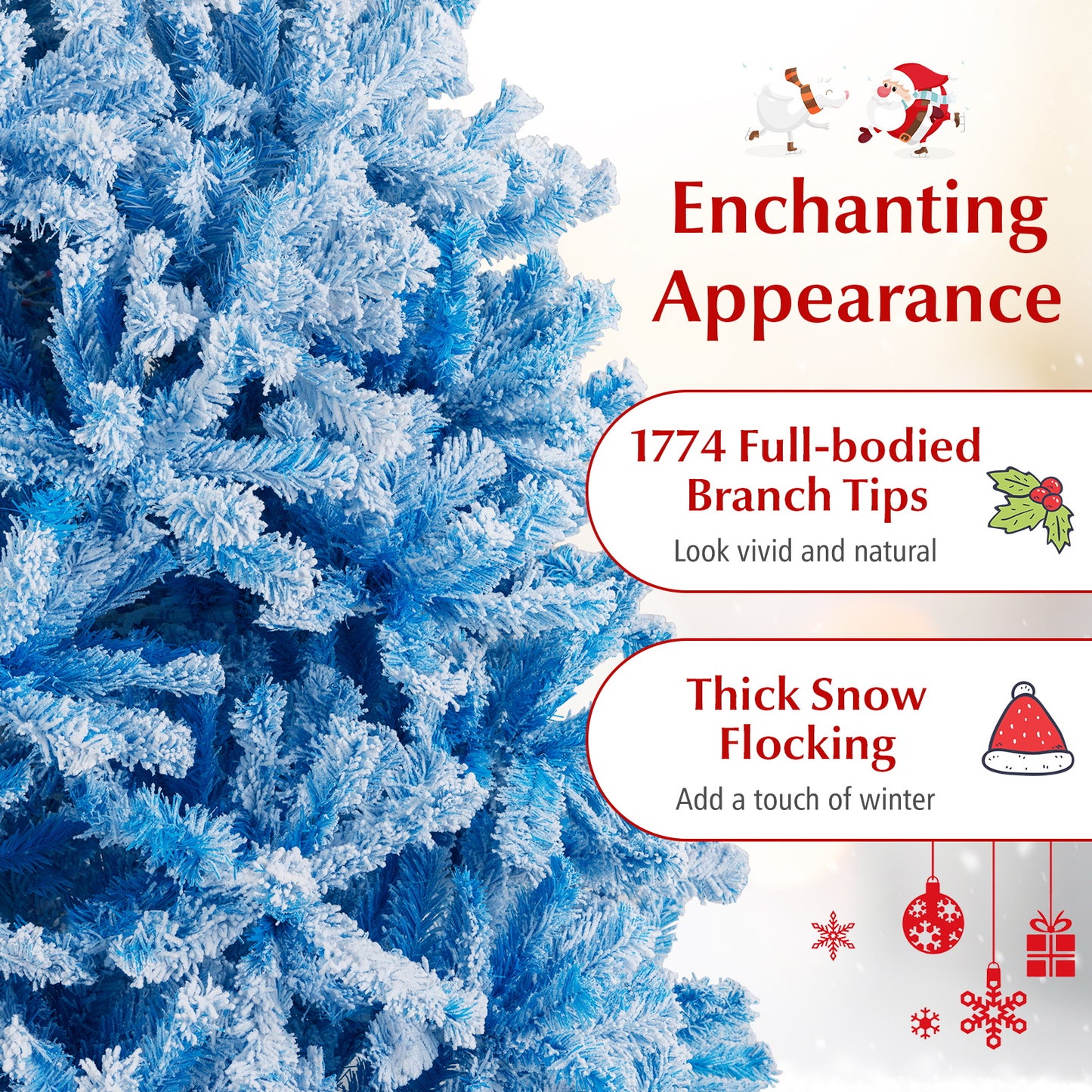 2025 New Artificial Christmas Tree with 456 Branch Tips and Folding Metal Stand-8FT, Blue Christmas Tree at Gallery Canada