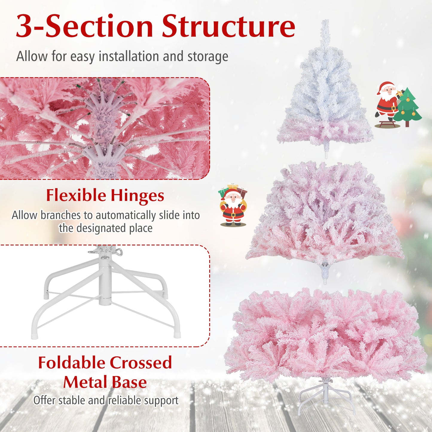 2025 New Artificial Christmas Tree with Folding Metal Stand and 456 Branch Tips-6FT, Pink Christmas Tree at Gallery Canada
