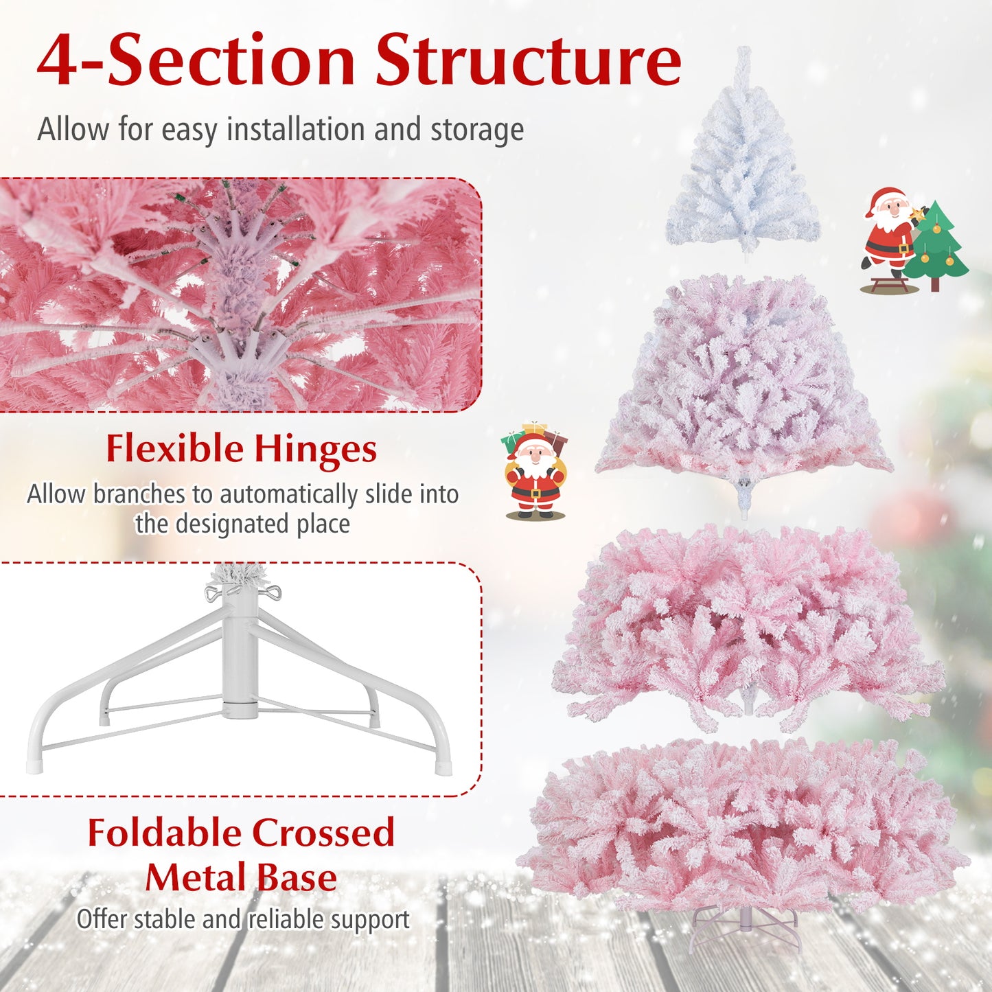 2025 New Artificial Christmas Tree with Folding Metal Stand and 456 Branch Tips-8 FT, Pink Christmas Tree at Gallery Canada