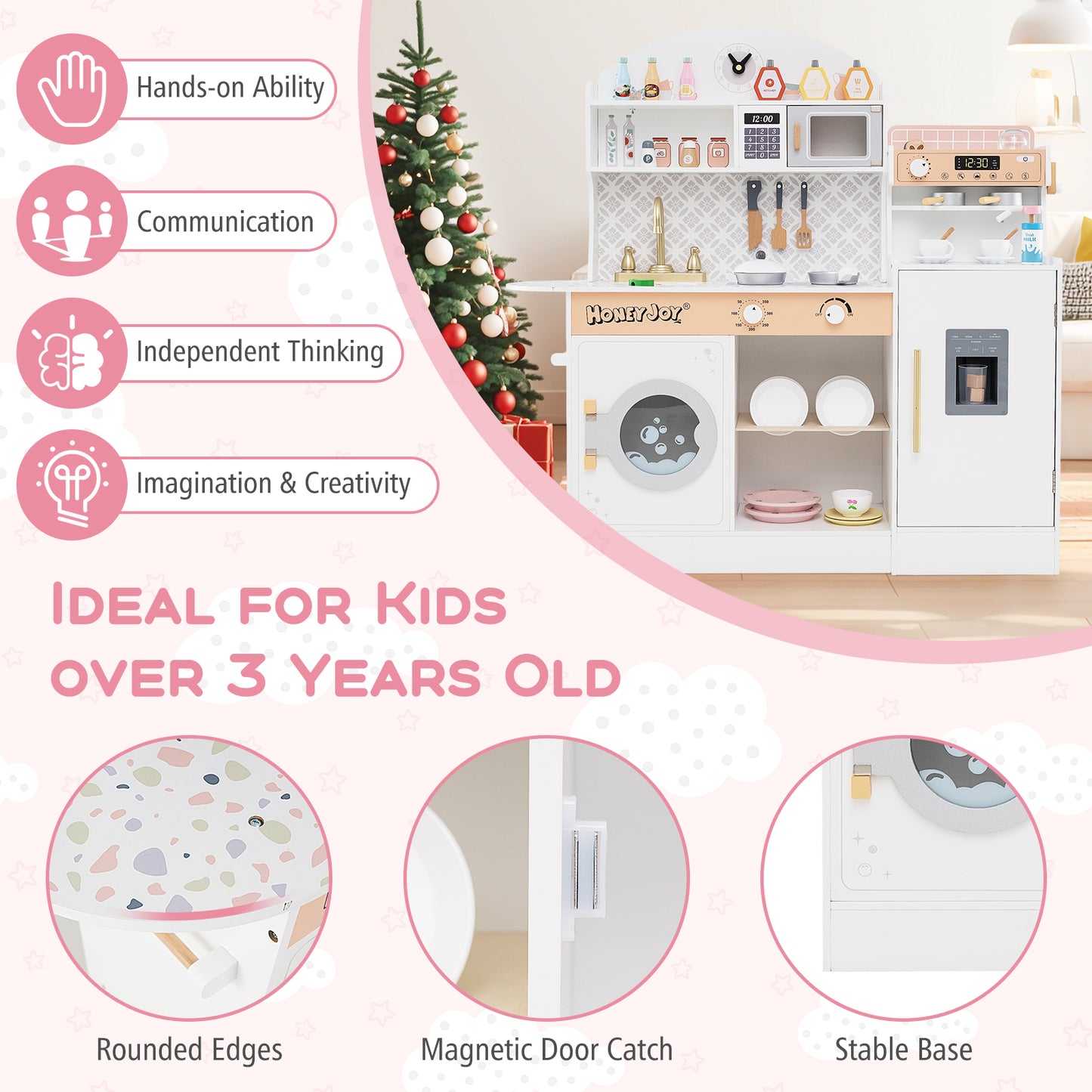 Kids Kitchen Set, Wooden, With Coffee Makers And Accessories, White Play Kitchen Sets at Gallery Canada