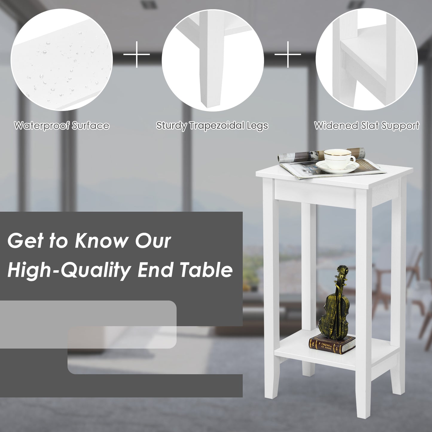 2-Tier End Table With Storage Shelf, Set of 2, White End & Side Tables at Gallery Canada