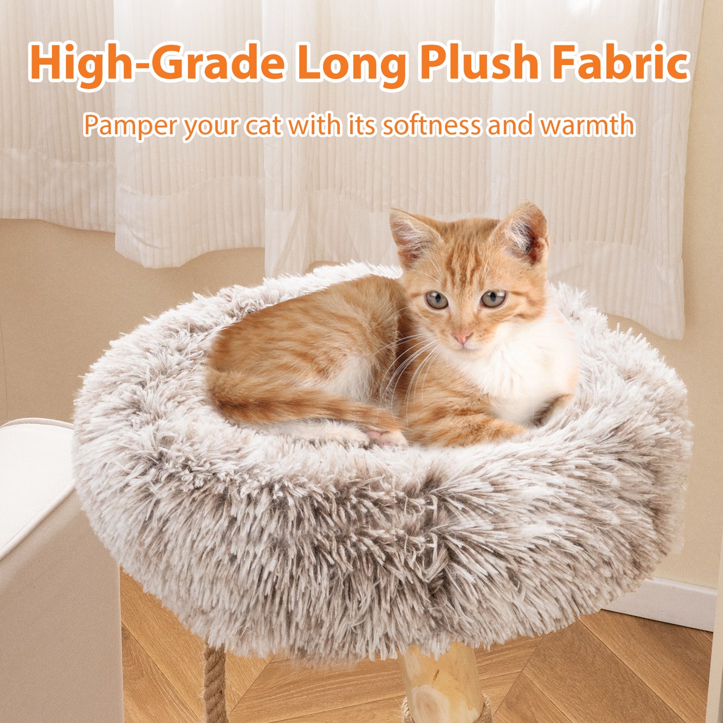 Modern Wooden Cat Tree Tower, Perch, Natural Jute Scratching Posts, Brown Cat Trees Condos & Scratchers at Gallery Canada