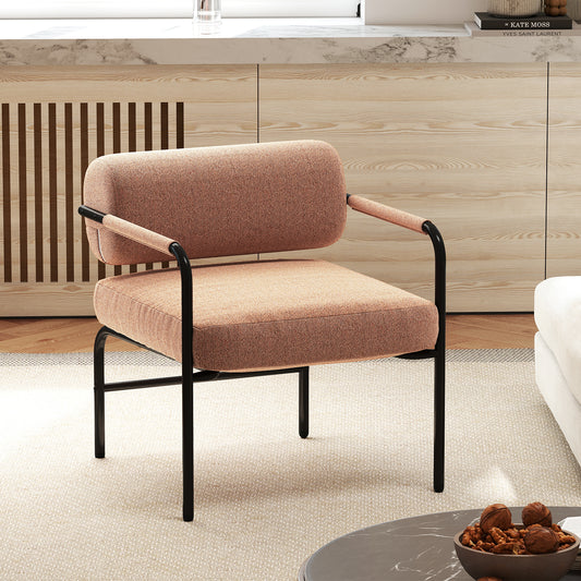 Velvet Accent Chair, Cylindrical Backrest, Metal Armrests, Brown Accent Chairs Brown at Gallery Canada