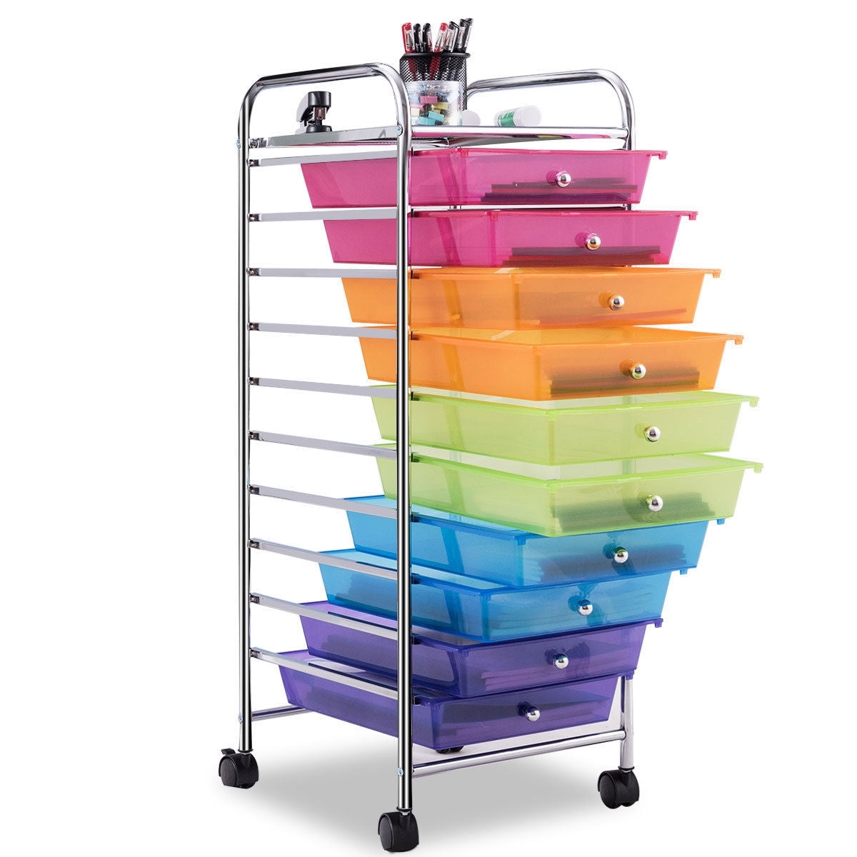 10 Drawer Rolling Storage Cart Organizer, Color File Cabinets at Gallery Canada